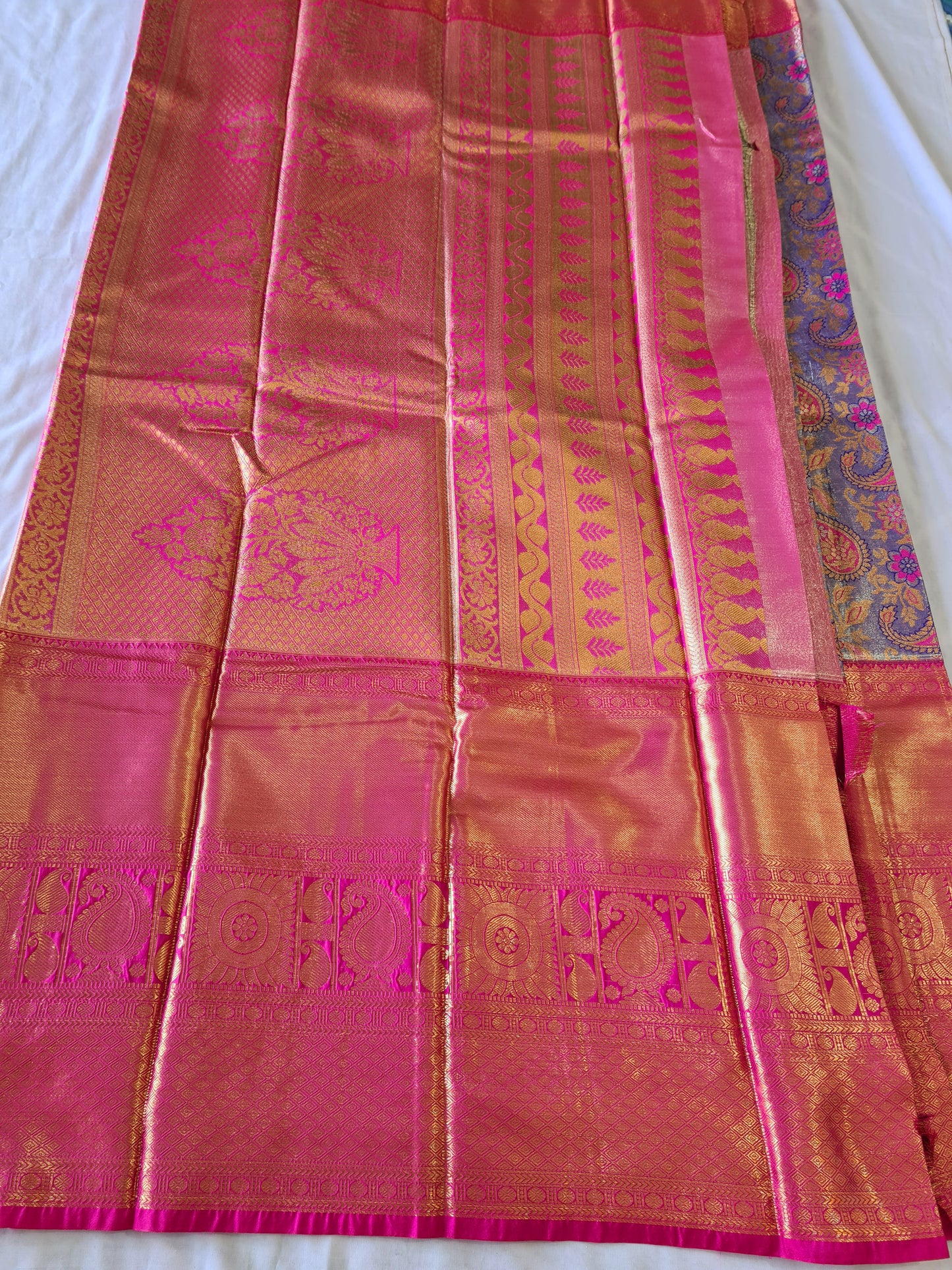 Semi Kanchi Soft silk Purple & Pink Mango