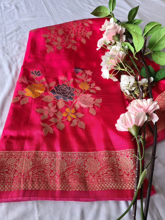 Mashru silk CoralRani pink