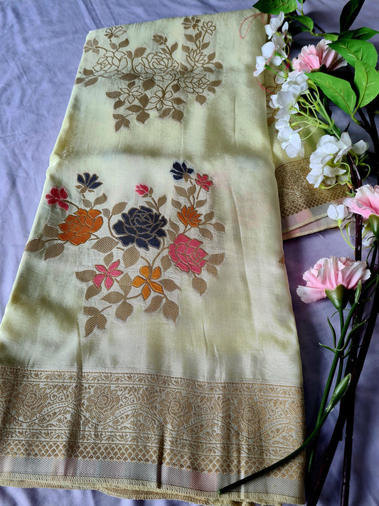 Mashru silk Beige Off white