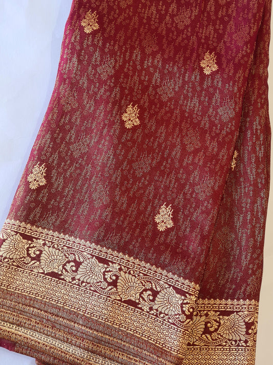 Pure Mashru Zari Maroon