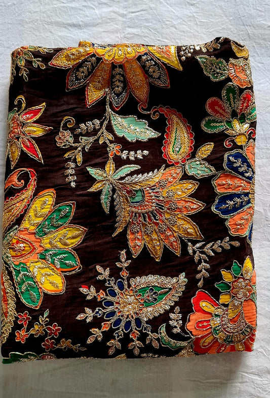 Pure Crape Pen Kalamkari Blouse piece Black