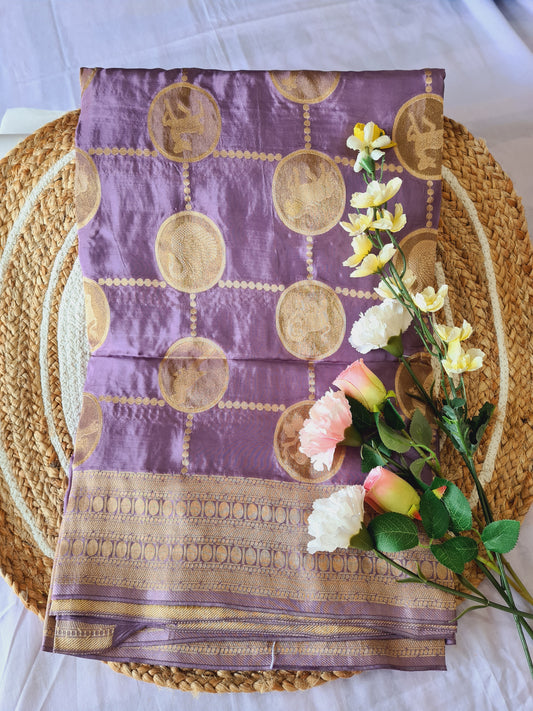 Mashru silk Purple & Gold coins
