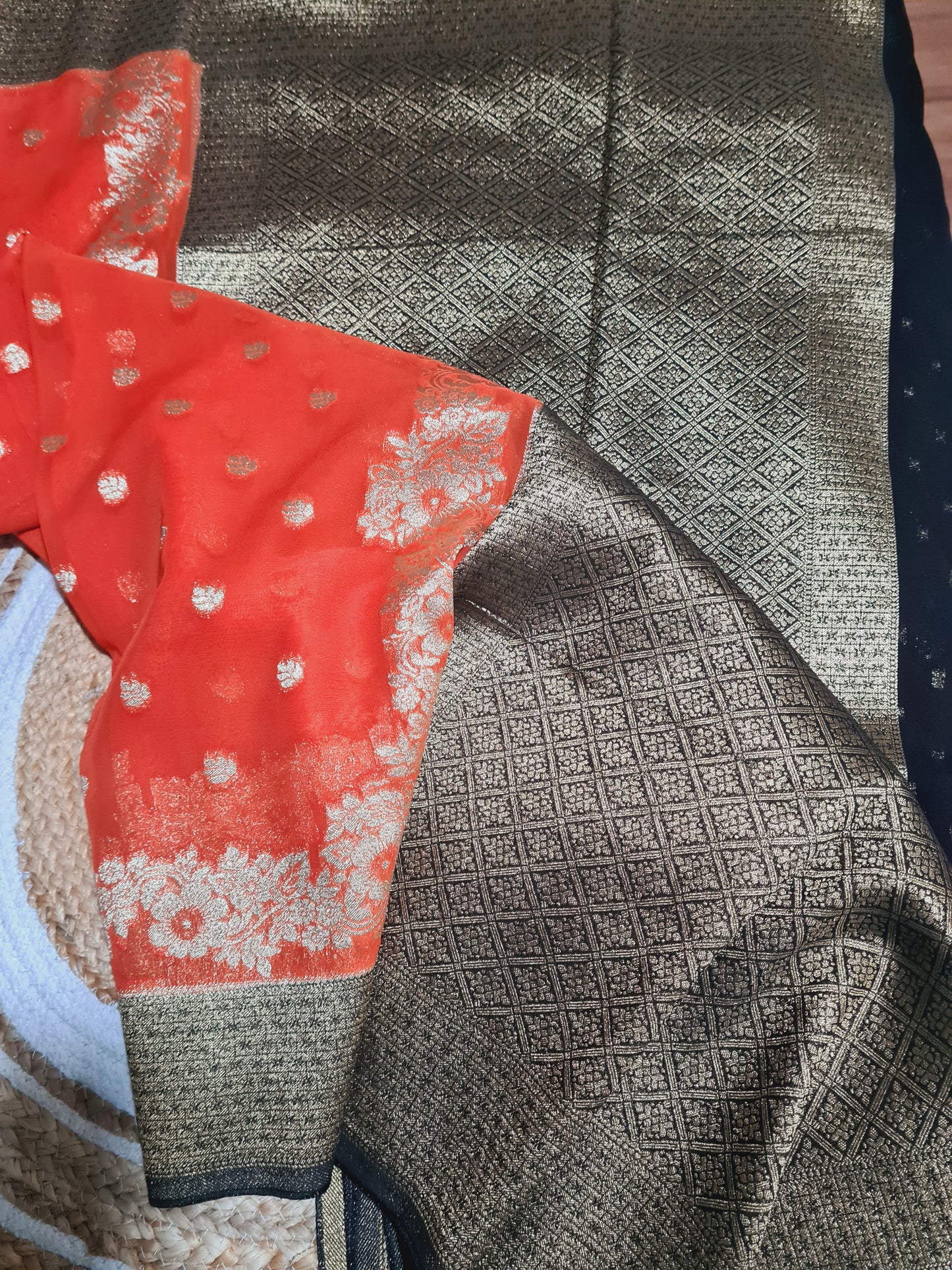 Orange Pure Chiffon Saree