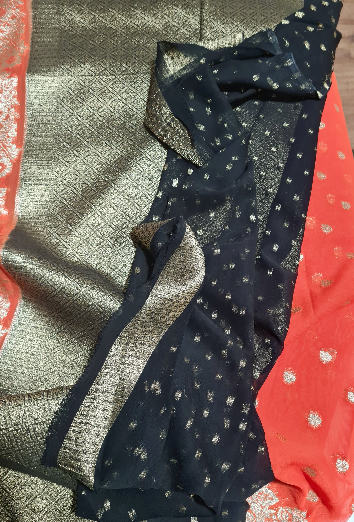 Orange Pure Chiffon Saree