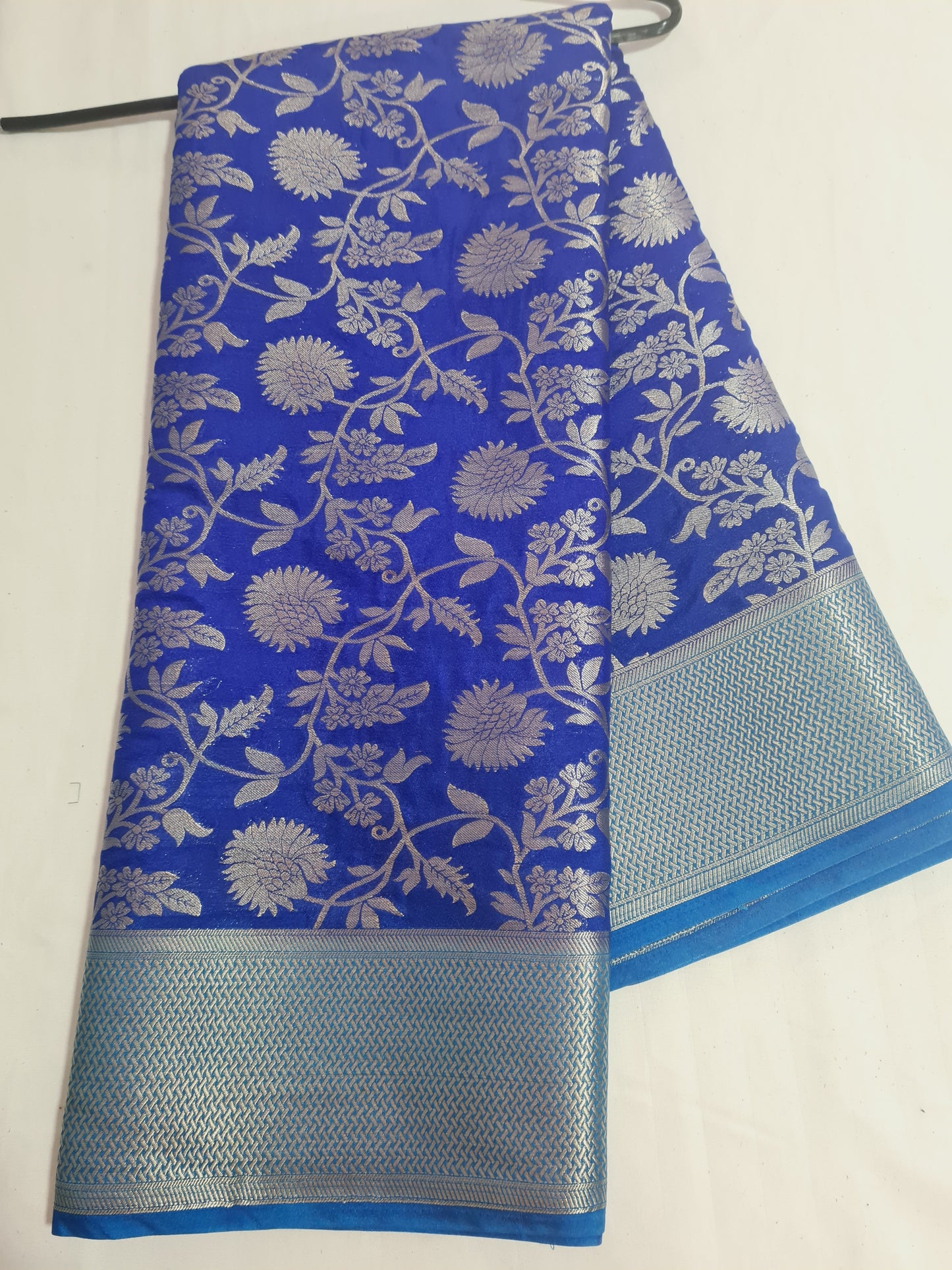 Blue & Blue Semi Banarasi Woven Saree