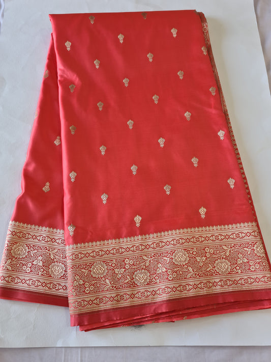 Coral Pink Mashru Katan Silk