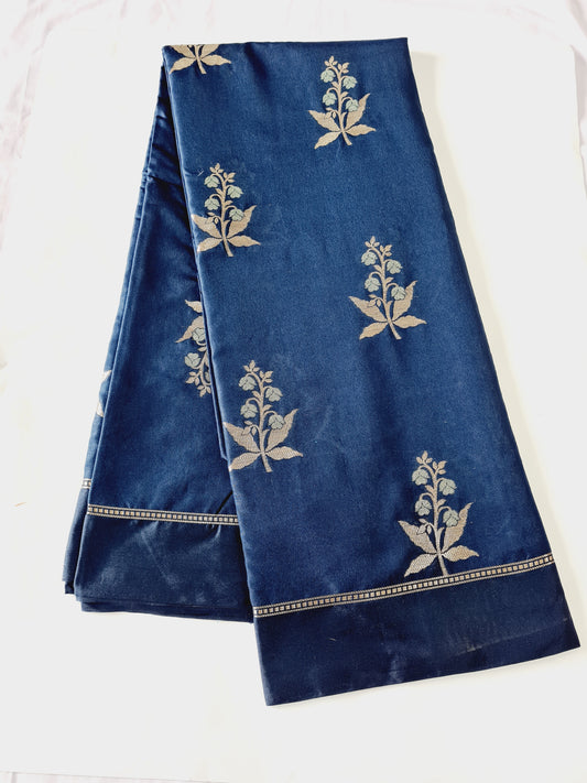 Pure Raw Mango Peacock blue saree
