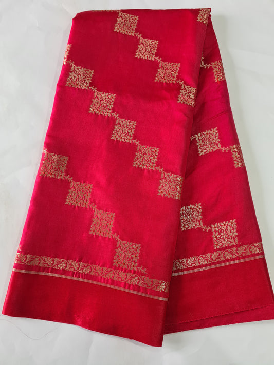 Pure Raw Mango Pomogranate Red saree