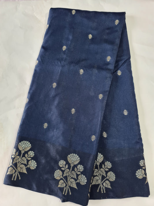 Pure Raw Mango Midnight blue saree