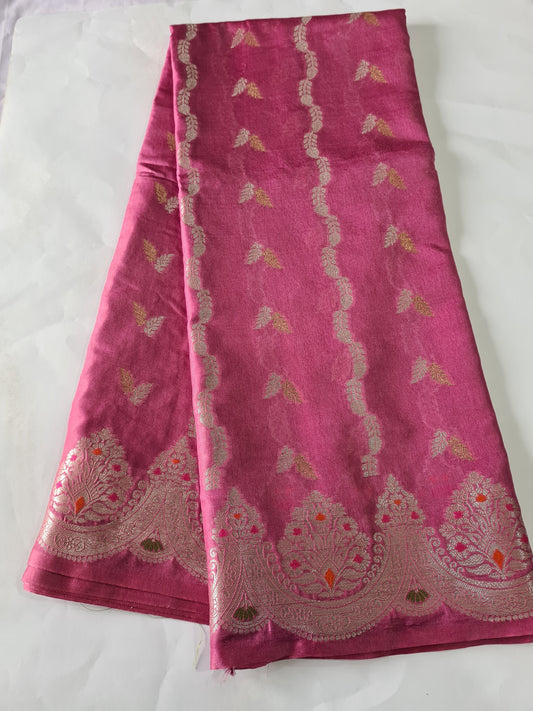 Pure Raw Mango Lavender Pink saree
