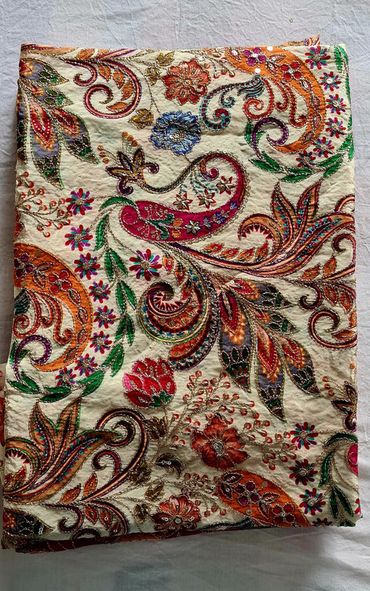 Pure Crape Pen Kalamkari Blouse piece Off white