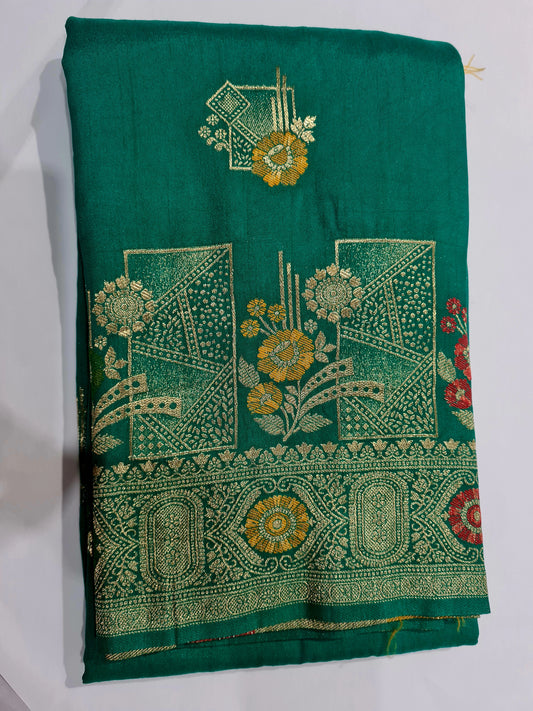 Raw Silk with Meena Zari Sea Green