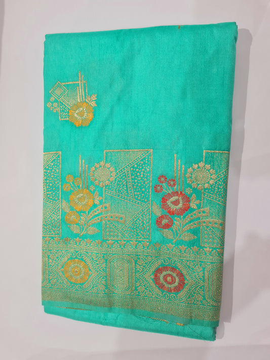 Raw Silk with Meena Zari Light Blue