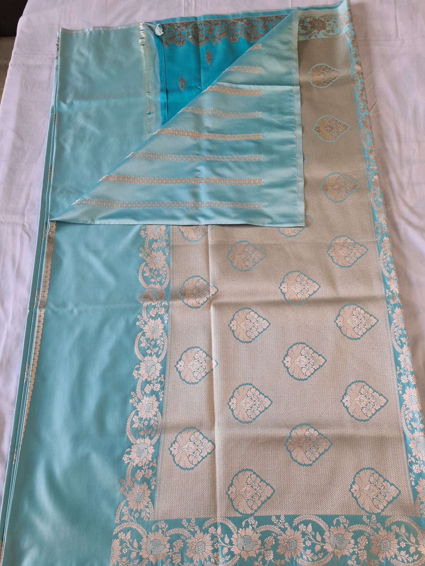 Alfi Mashru Silk Electric Blue