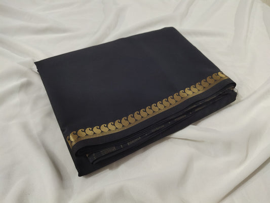 Black Semi Crape Mysore Silk