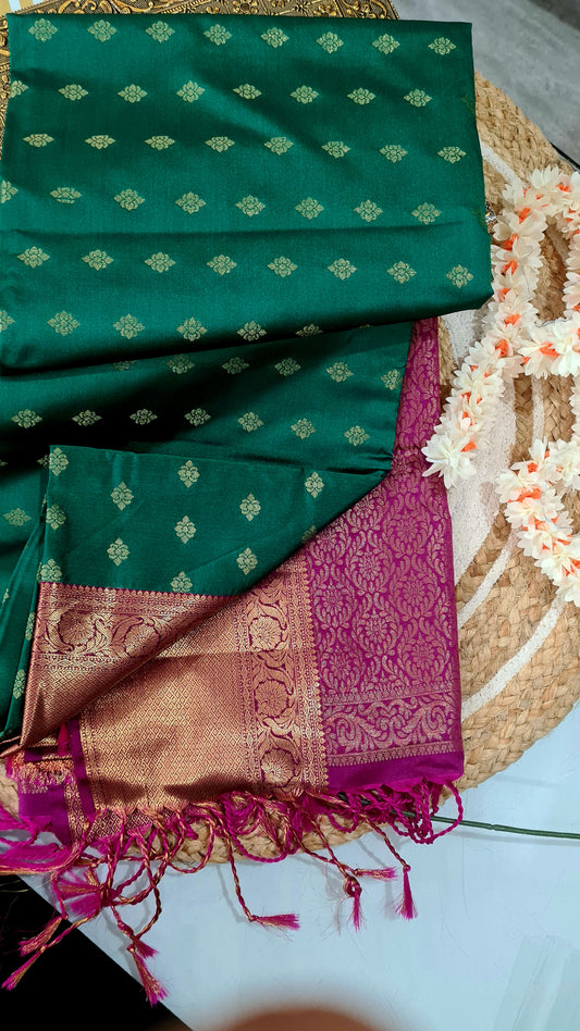 Green Pink Soft Silk