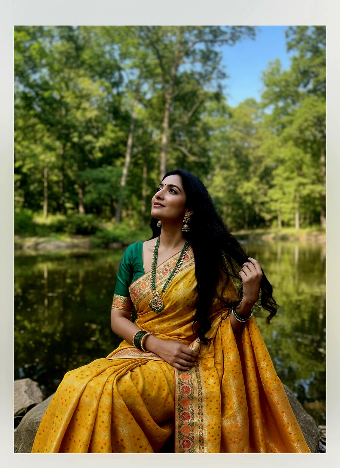 Yellow Pure Chiffon Banarasi Saree