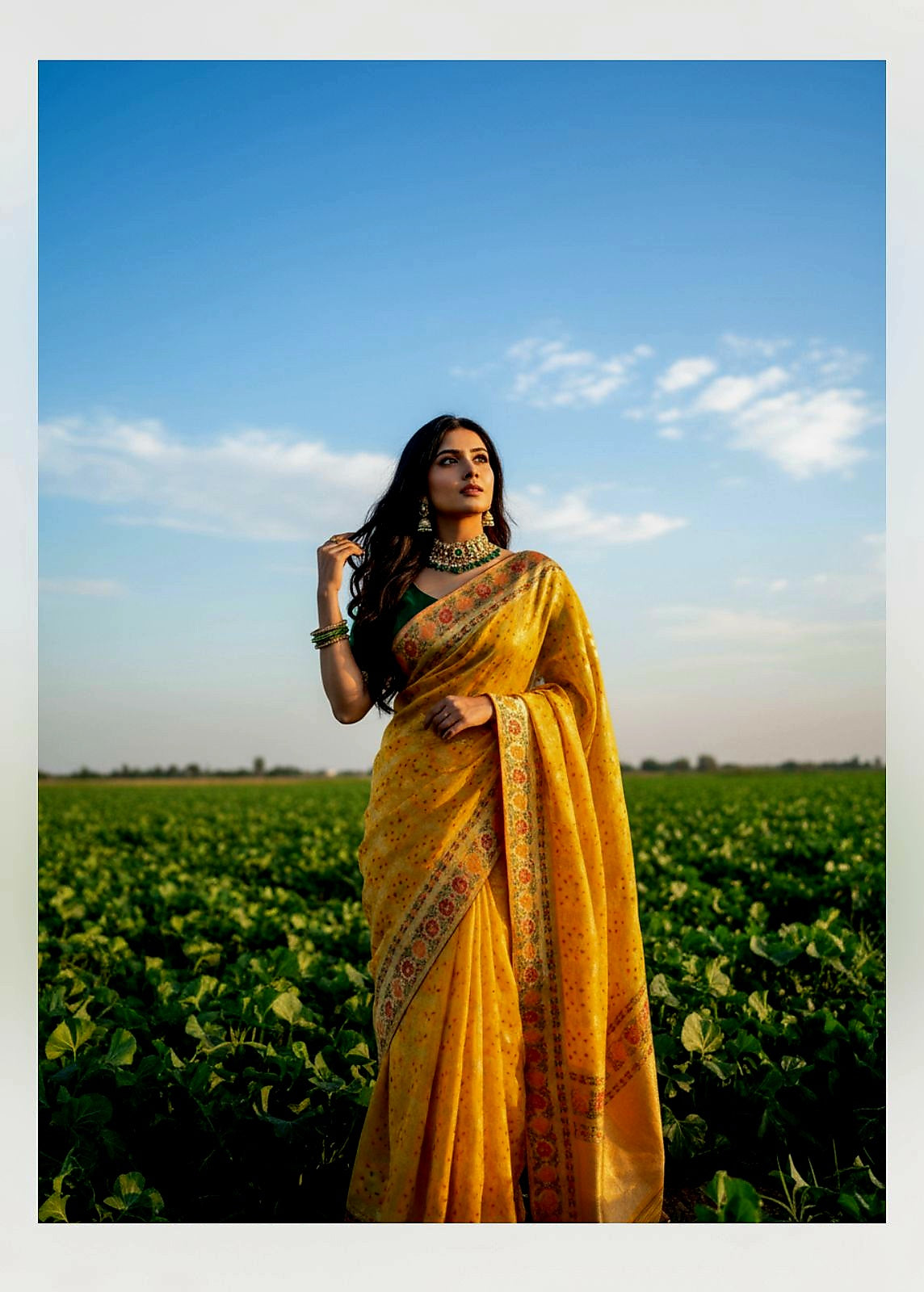 Yellow Pure Chiffon Banarasi Saree