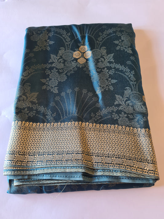 Pure Mashru Zari NV peacock blue