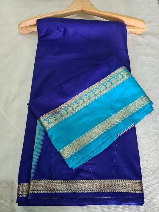 Blue & Blue Semi crape saree