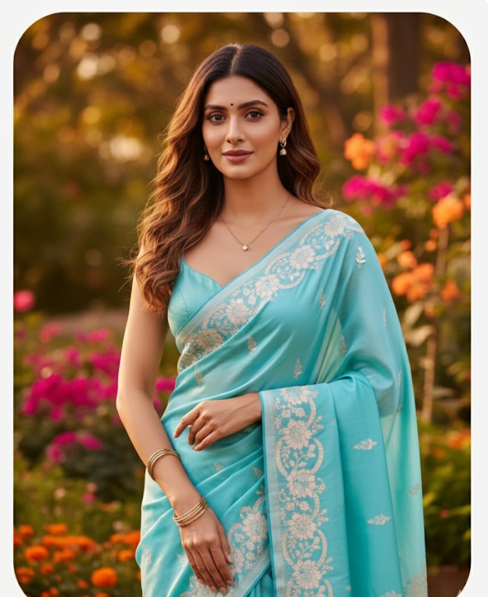 Alfi Mashru Silk Electric Blue