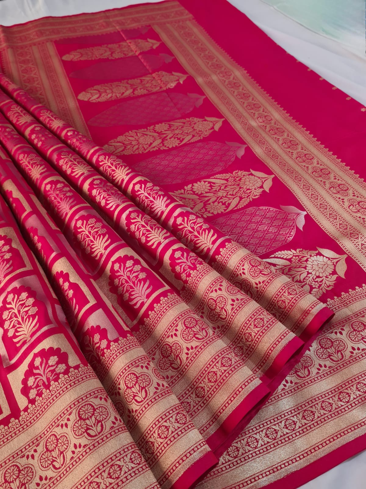 Alfi Mashru Silk Strawberry Pink