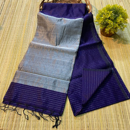 Purplish Blue Cotton Tissue saree