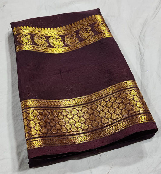Coffee brown Semi crape Silk