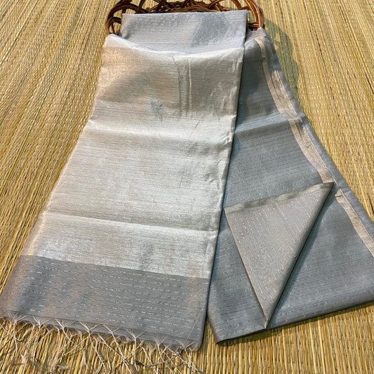 Gray Cotton Tissue saree