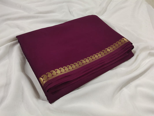 Maroon Semi Crape Mysore Silk